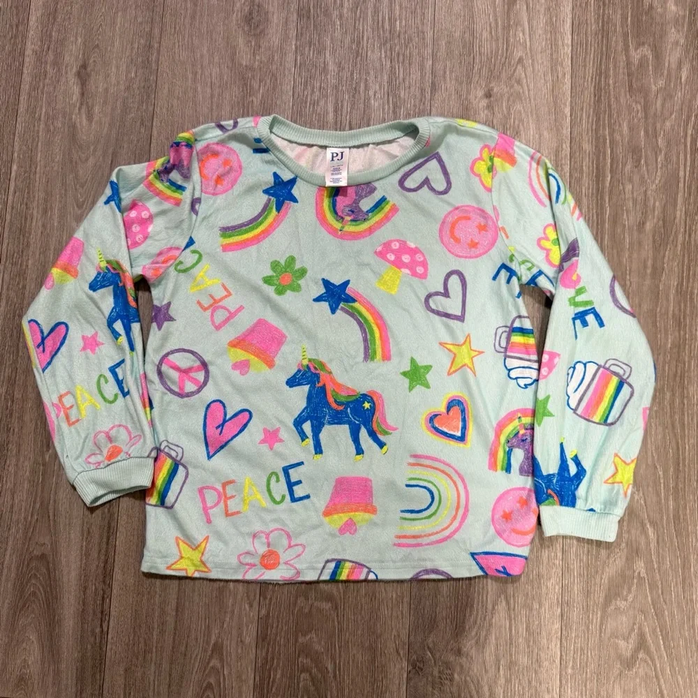 Girls Sz 10 Long Sleeve Pants Pajamas Colorful The Children’s Place Doodle Peace